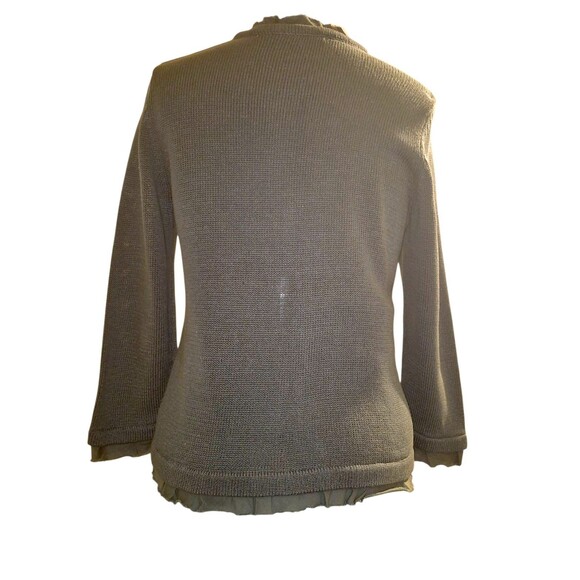 Boden Women’s Size 8 Green Ruffle Trim Cotton Snap Cardigan Sweater Coquette - Picture 6 of 6